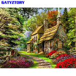 GATYZTORY Green House DIY Painting By Number Landscape Modern Wall Art Picture Calligraphy Painting Acrylic Paint By Number Arts